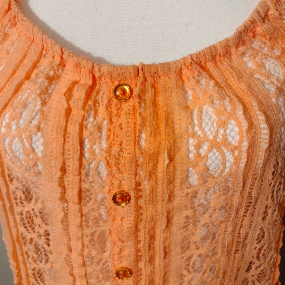 Heartsoul Coral Orange Lace Blouse Medium